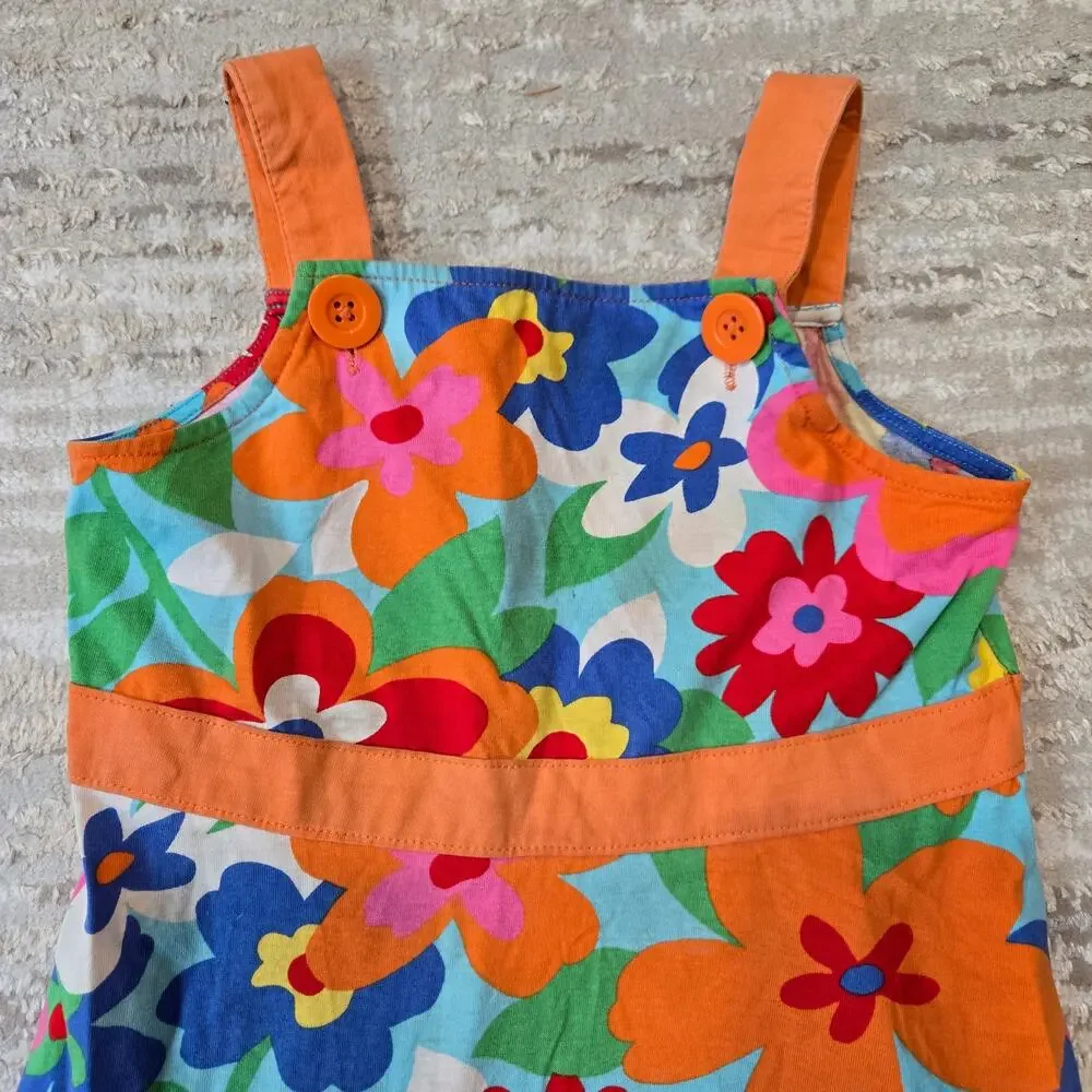 Hanna Andersson Sleeveless Orange Floral Dress Girls Bright‎ Multicolor 5